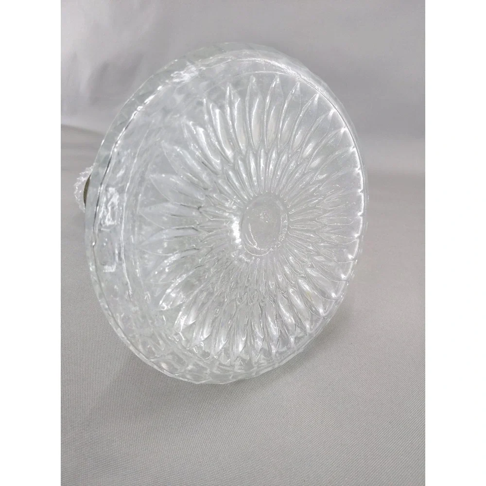 Vintage Pressed Glass Captains Ship Decanter Clear Diamond Pattern Metallic Neck